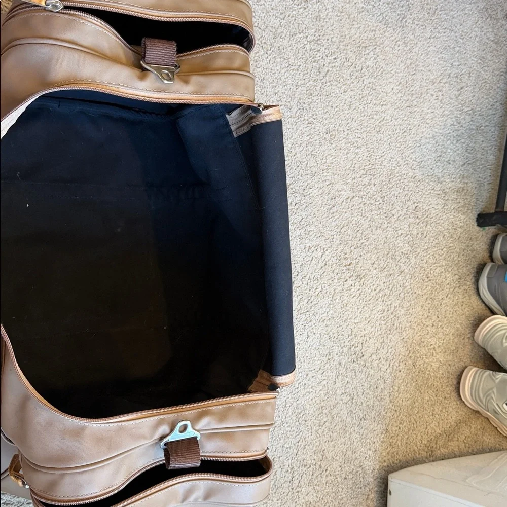 Jon Hart Design Tan/Brown Leather-Trim Duffle